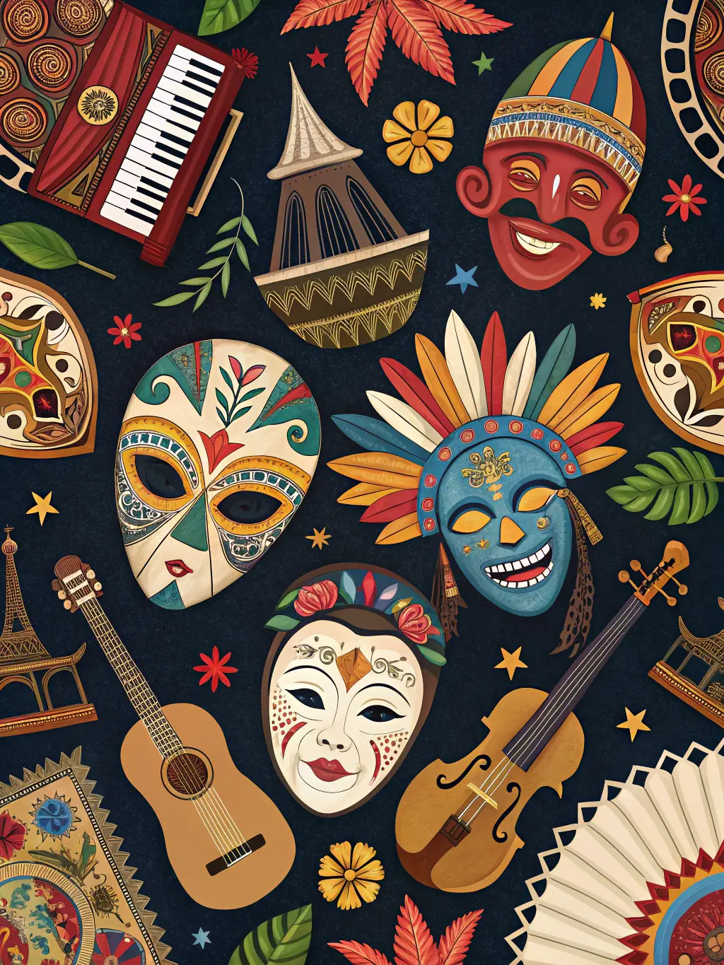 A visually appealing image of a multidisciplinary art event, combining elements of visual art, music, and performance, promoting an upcoming event at the venue.